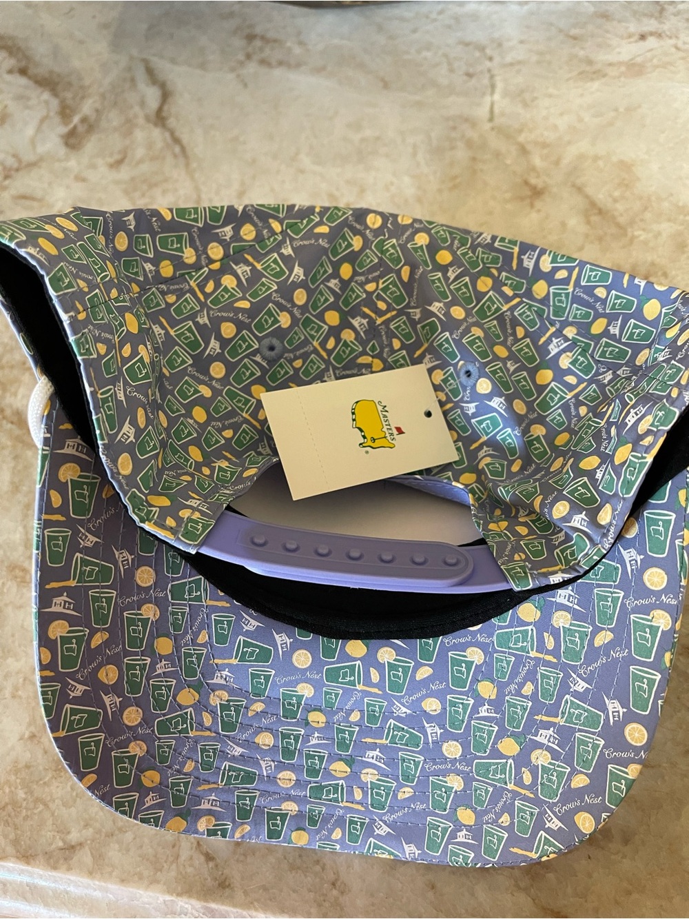 Masters Light Blue Patterned Golf Hat with Green, White and Yellow Accents. - Picture 2 of 2
